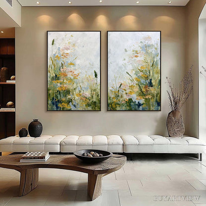 BUYARTVIEW Meadow'S Whisper – Impressionist Wildflower Meadow Painting Diptych - image 4