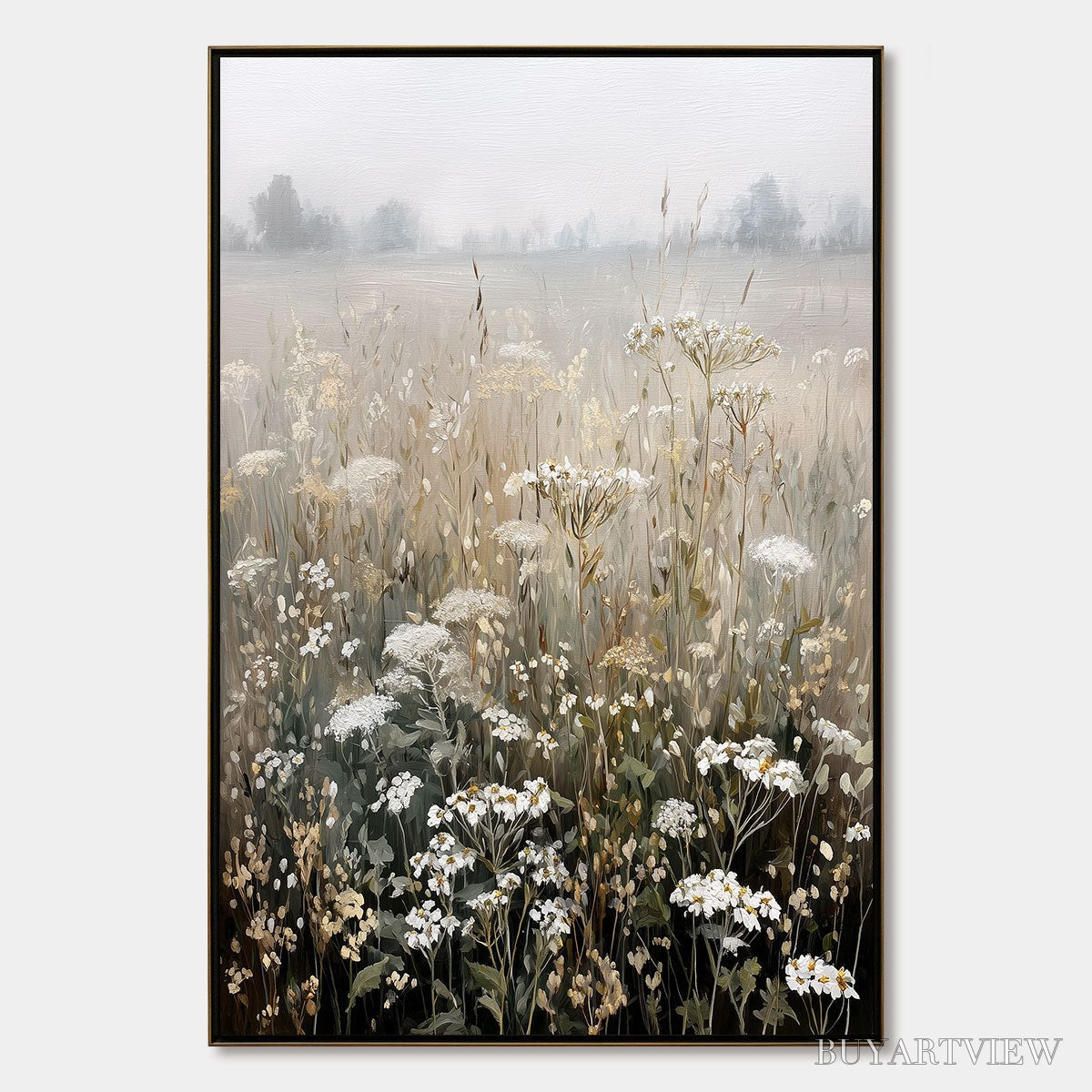 BUYARTVIEW Misty Meadow – Ethereal Wildflower Field Landscape Painting - image 1