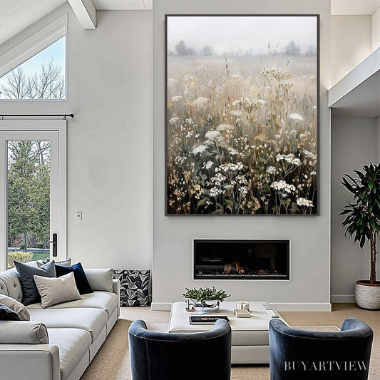 BUYARTVIEW Misty Meadow – Ethereal Wildflower Field Landscape Painting - image 2