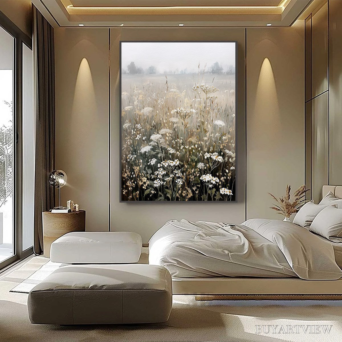 BUYARTVIEW Misty Meadow – Ethereal Wildflower Field Landscape Painting - image 4