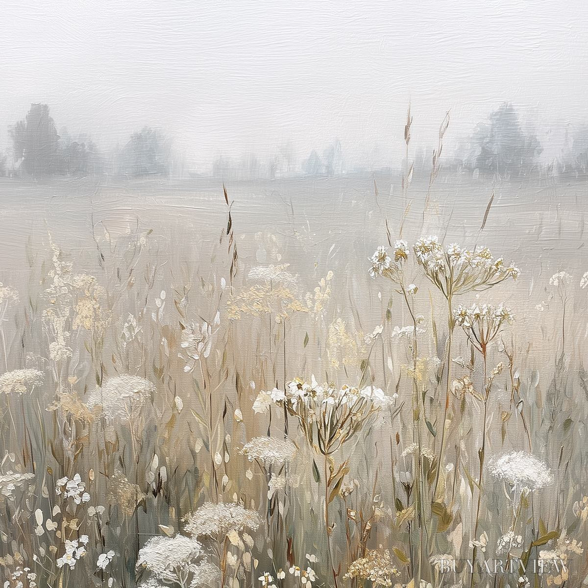 BUYARTVIEW Misty Meadow – Ethereal Wildflower Field Landscape Painting - image 5