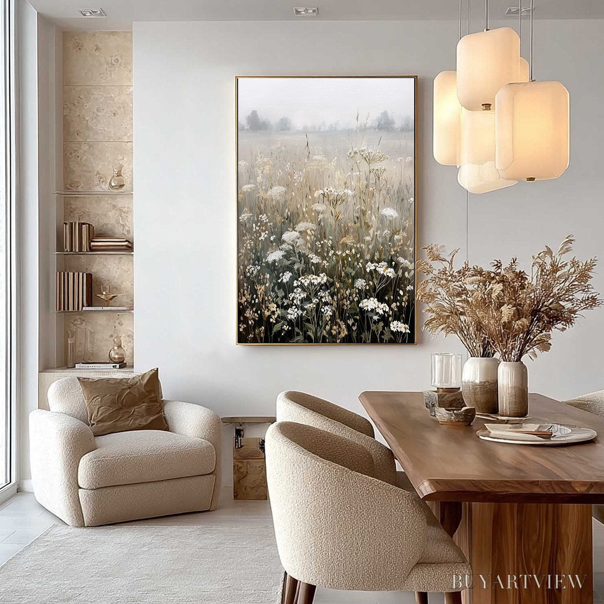 BUYARTVIEW Misty Meadow – Ethereal Wildflower Field Landscape Painting - image 6