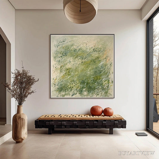 BUYARTVIEW Field Breeze – Minimalist Abstract Green Landscape Oil Painting - image 2