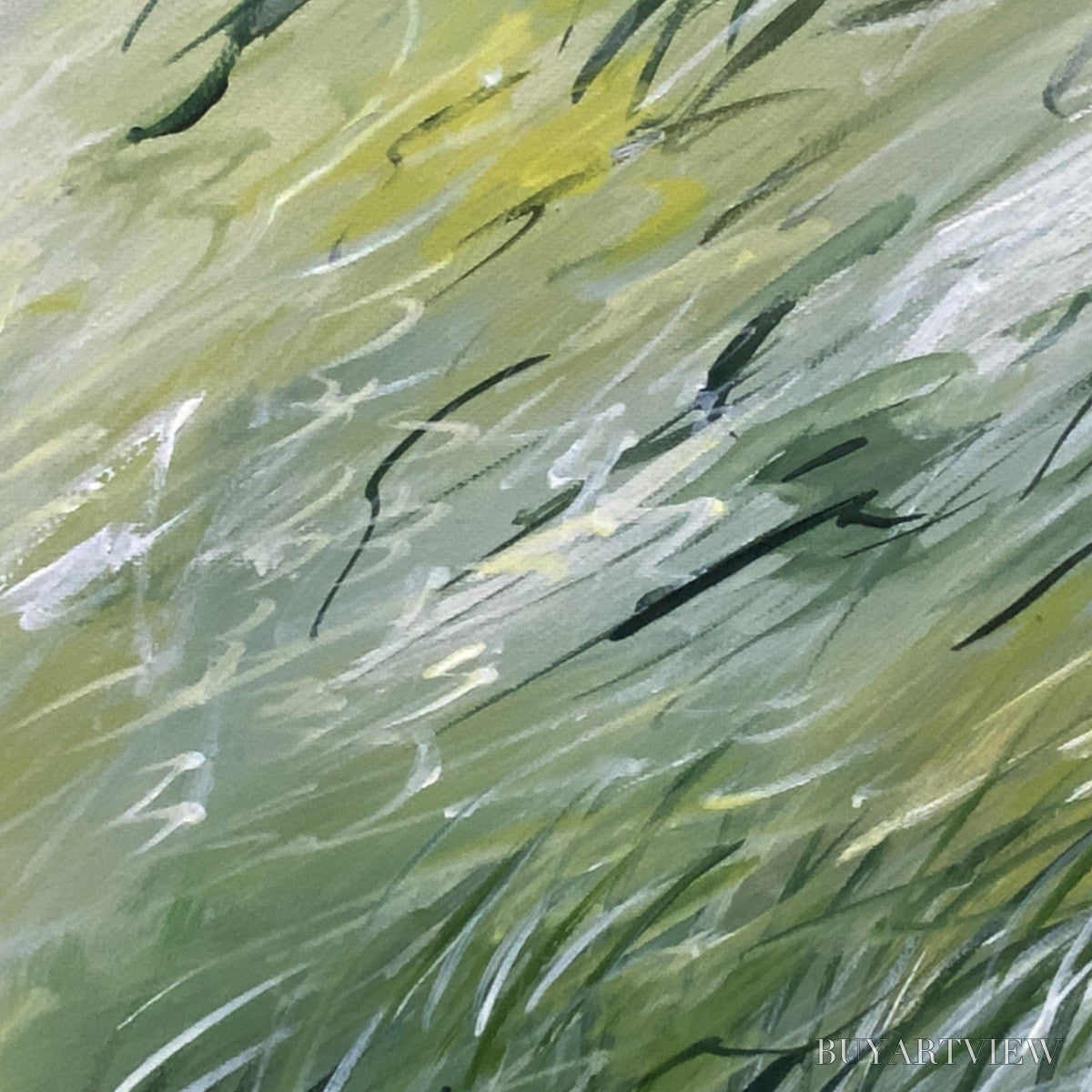 BUYARTVIEW Field Breeze – Minimalist Abstract Green Landscape Oil Painting - image 3