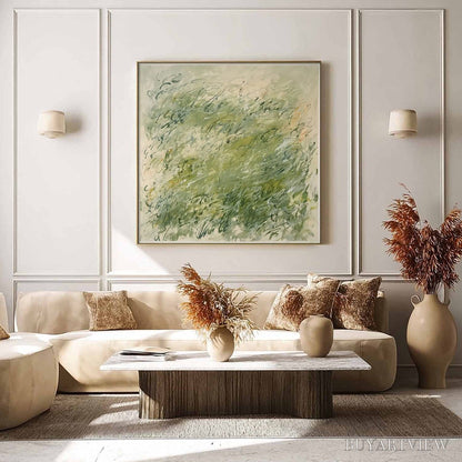 BUYARTVIEW Field Breeze – Minimalist Abstract Green Landscape Oil Painting - image 4