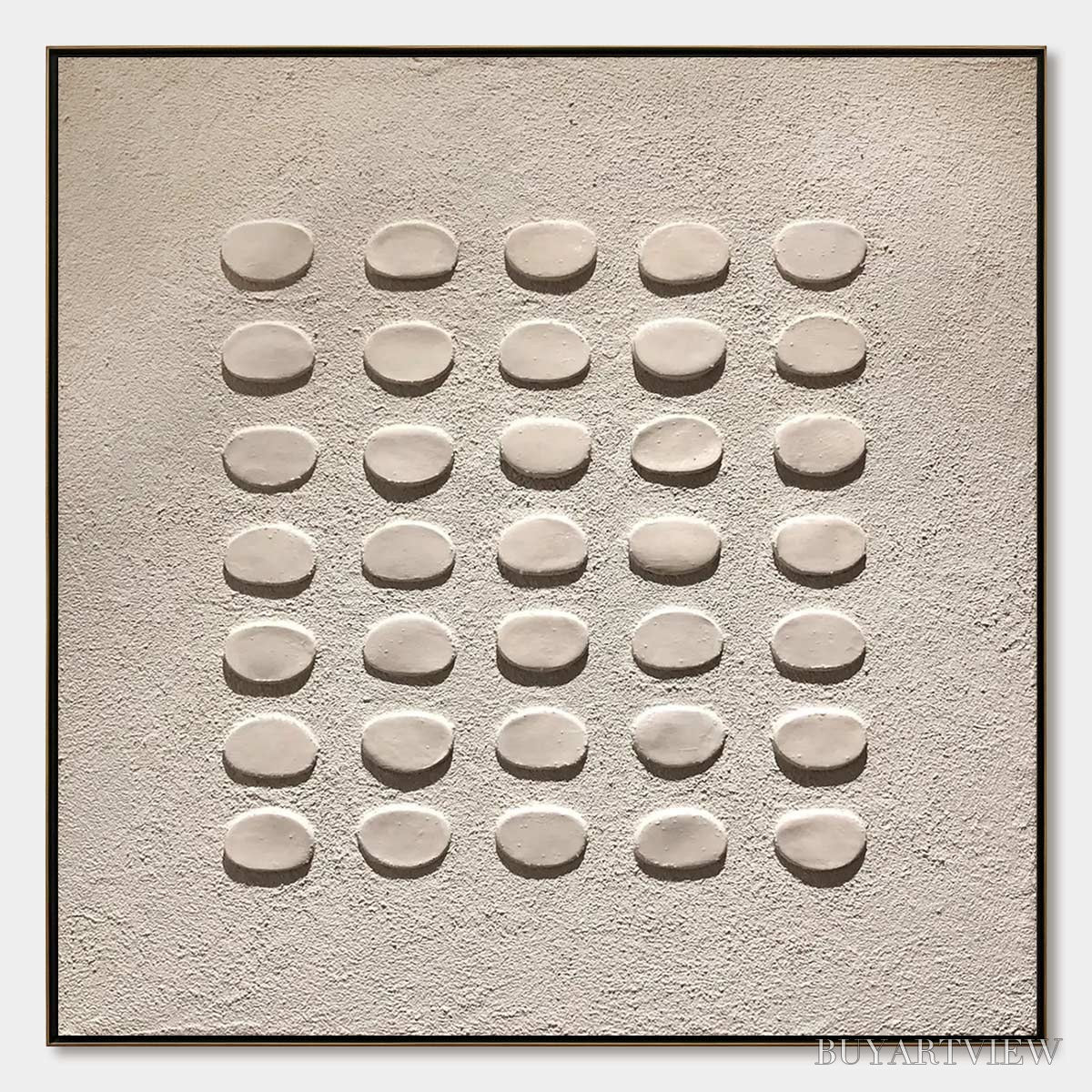 BUYARTVIEW Zen Grid – Minimalist Textured Relief Abstract Painting - image 1