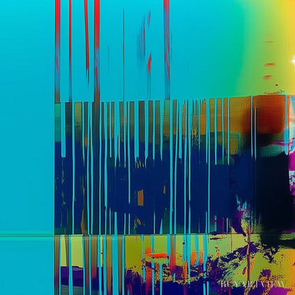 BUYARTVIEW Digital Interruption – Vibrant Abstract Glitch Art Oil Painting - image 4