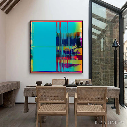 BUYARTVIEW Digital Interruption – Vibrant Abstract Glitch Art Oil Painting - image 5