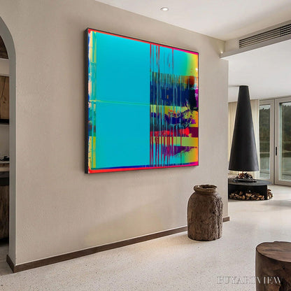 BUYARTVIEW Digital Interruption – Vibrant Abstract Glitch Art Oil Painting - image 6