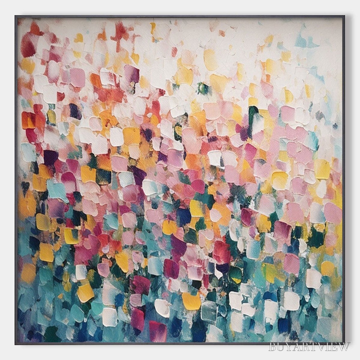 BUYARTVIEW Field of Dreams – Square Abstract Impasto Painting, Textured , Colorful, Living Room, Bedroom - image 1