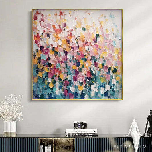 BUYARTVIEW Field of Dreams – Square Abstract Impasto Painting, Textured , Colorful, Living Room, Bedroom - image 2