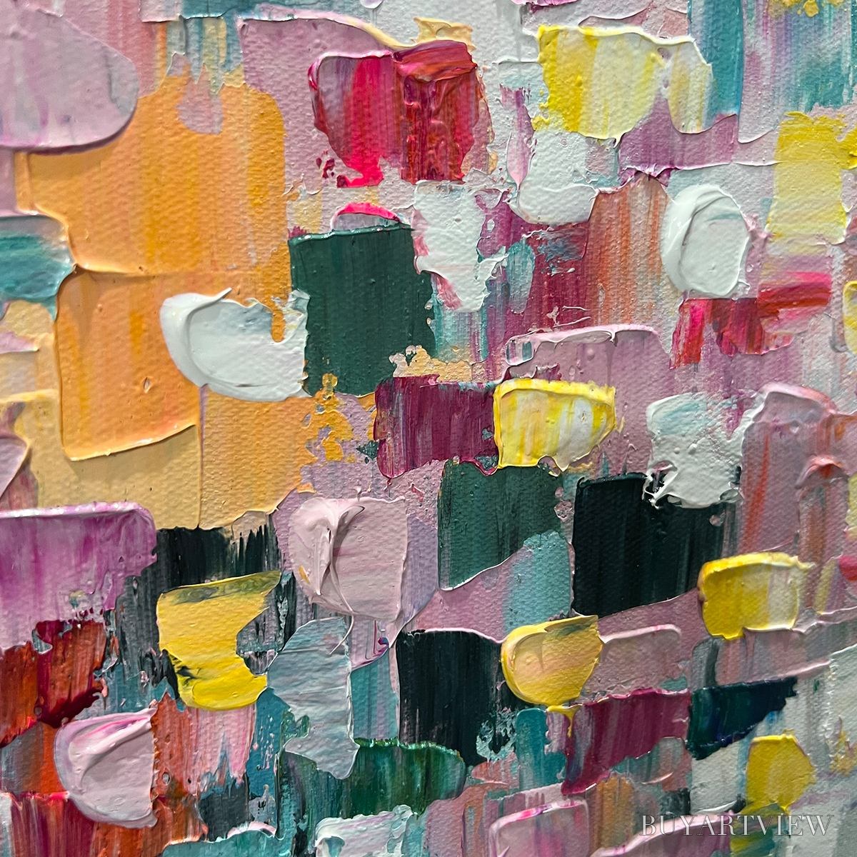 BUYARTVIEW Field of Dreams – Square Abstract Impasto Painting, Textured , Colorful, Living Room, Bedroom - image 3