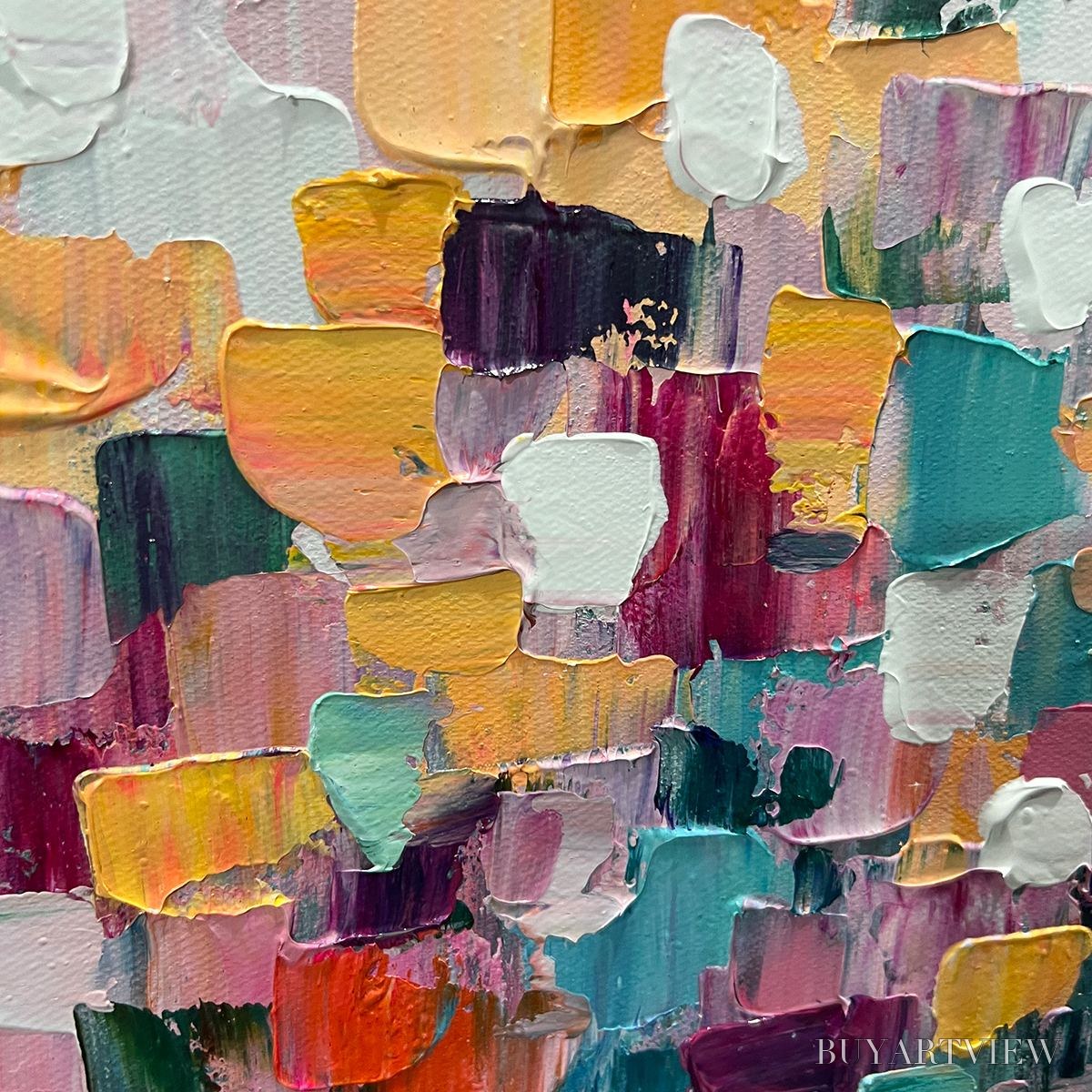 BUYARTVIEW Field of Dreams – Square Abstract Impasto Painting, Textured , Colorful, Living Room, Bedroom - image 5