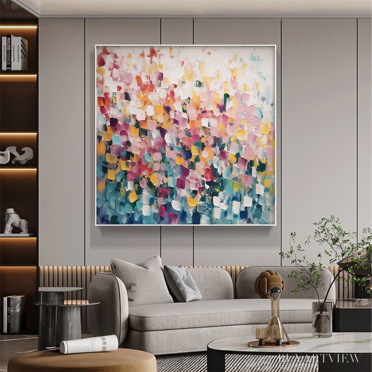 BUYARTVIEW Field of Dreams – Square Abstract Impasto Painting, Textured , Colorful, Living Room, Bedroom - image 6