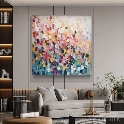 BUYARTVIEW Field of Dreams – Square Abstract Impasto Painting, Textured , Colorful, Living Room, Bedroom - image 6