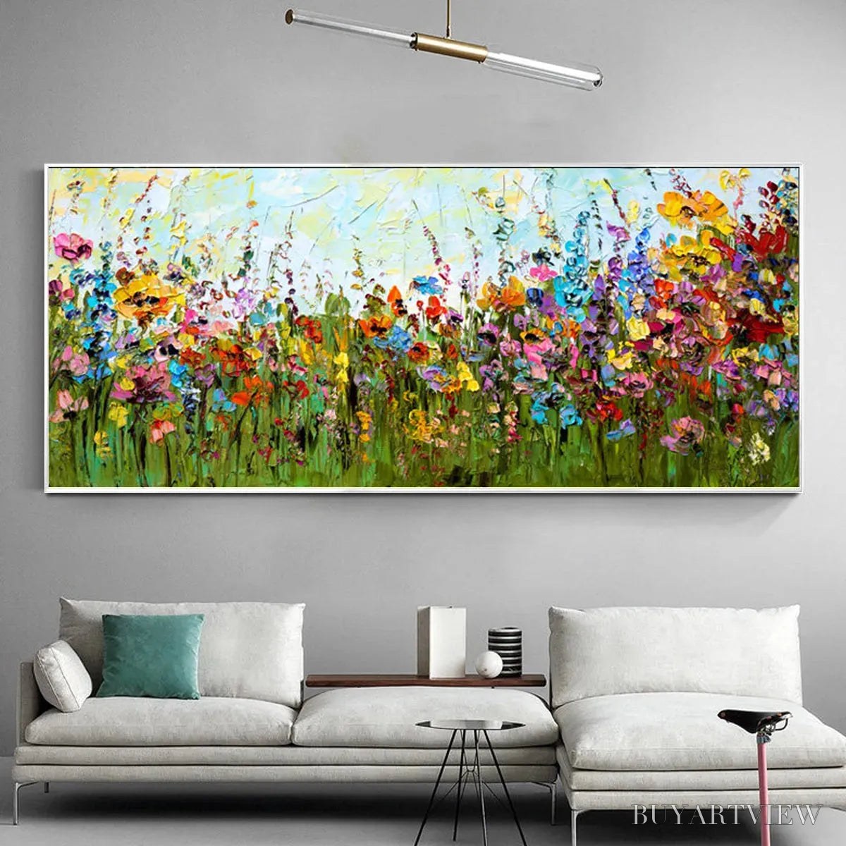 BUYARTVIEW Wild Bloom Meadow – Panoramic Impasto Wildflower Oil Painting - image 4