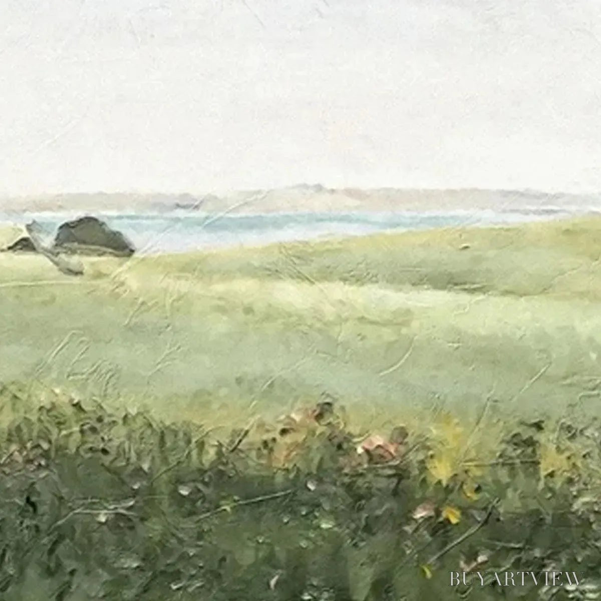 BUYARTVIEW Green Field Triptych – Minimalist Landscape Painting Set of 3 - image 5