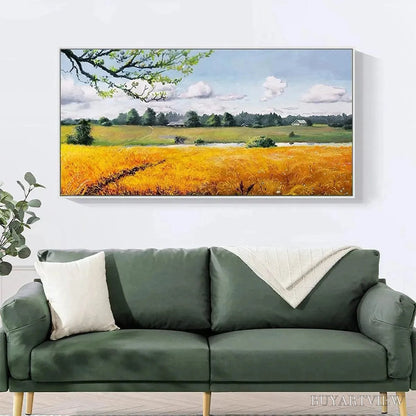 BUYARTVIEW Golden Harvest – Tranquil Landscape Painting of a Golden Field - image 2