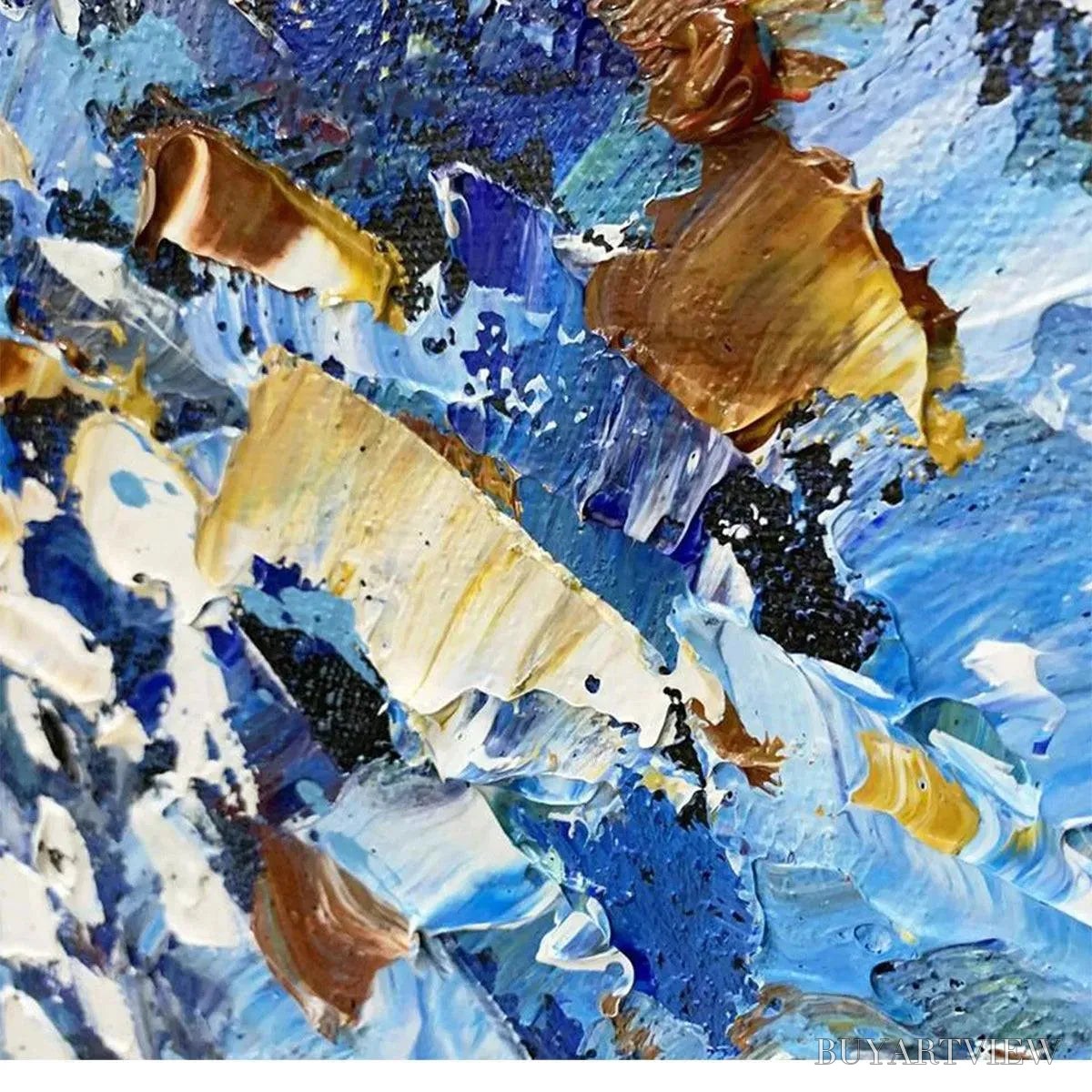 BUYARTVIEW Blue Dunes – Coastal Landscape Painting with Blue Flowers - image 3