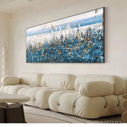 BUYARTVIEW Blue Dunes – Coastal Landscape Painting with Blue Flowers - image 4