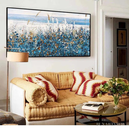 BUYARTVIEW Blue Dunes – Coastal Landscape Painting with Blue Flowers - image 6
