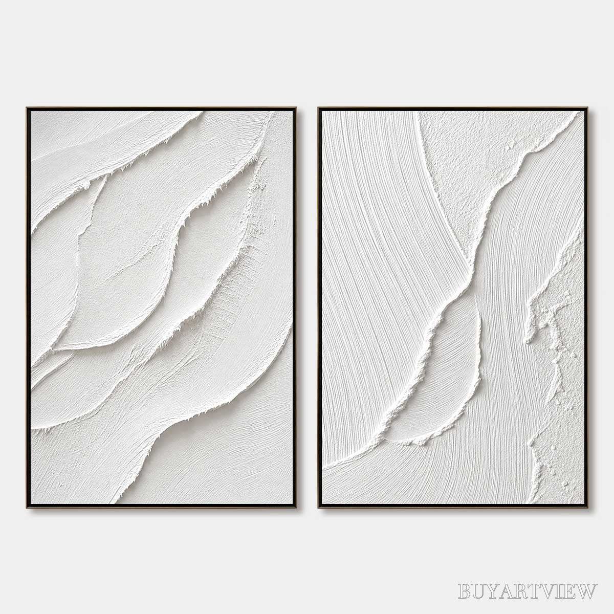BUYARTVIEW Aegean Calm – Minimalist White Textured Wabi Sabi Set - image 1
