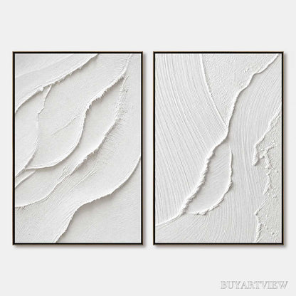 BUYARTVIEW Aegean Calm – Minimalist White Textured Wabi Sabi Set - image 1