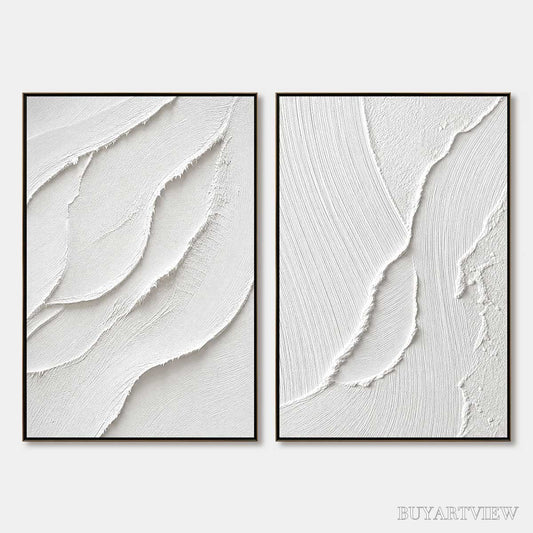 BUYARTVIEW Aegean Calm – Minimalist White Textured Wabi Sabi Set - image 1