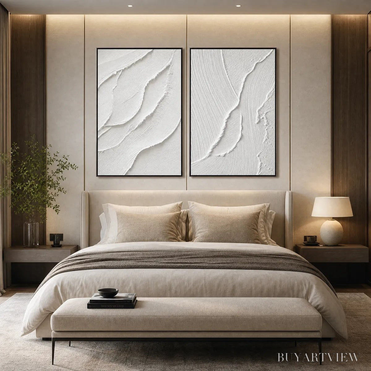 BUYARTVIEW Aegean Calm – Minimalist White Textured Wabi Sabi Set - image 4
