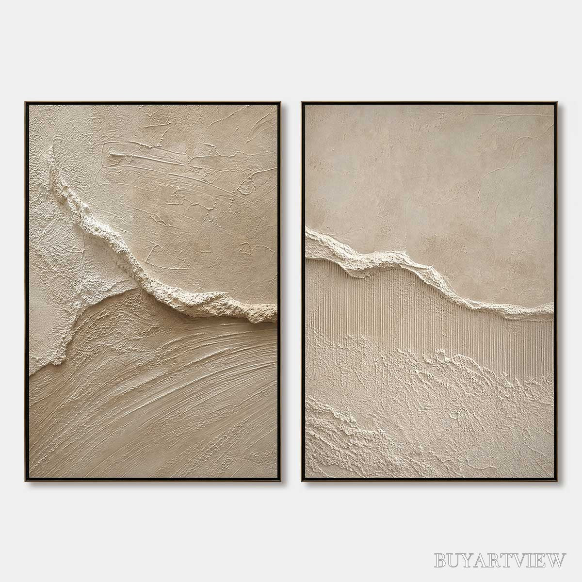 BUYARTVIEW Coastal Drift – Wabi Sabi Inspired Textured Abstract Painting Set - image 1