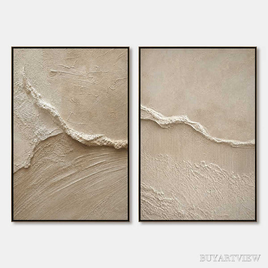 BUYARTVIEW Coastal Drift – Wabi Sabi Inspired Textured Abstract Painting Set - image 1