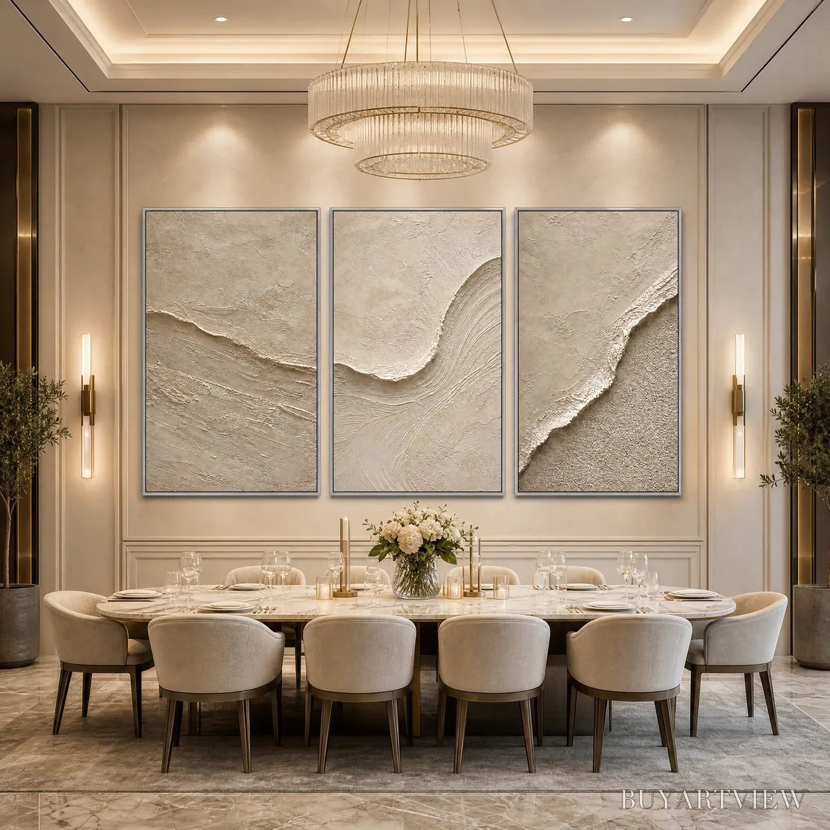 BUYARTVIEW Shoreline Echo – Textured Beige Wabi Sabi Set of 3 - image 6