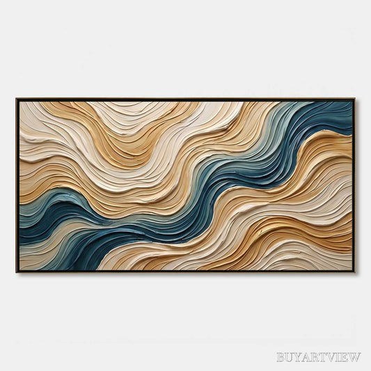 BUYARTVIEW Coastal Drift – Large Textured Abstract Painting of Coastal Waves - image 1