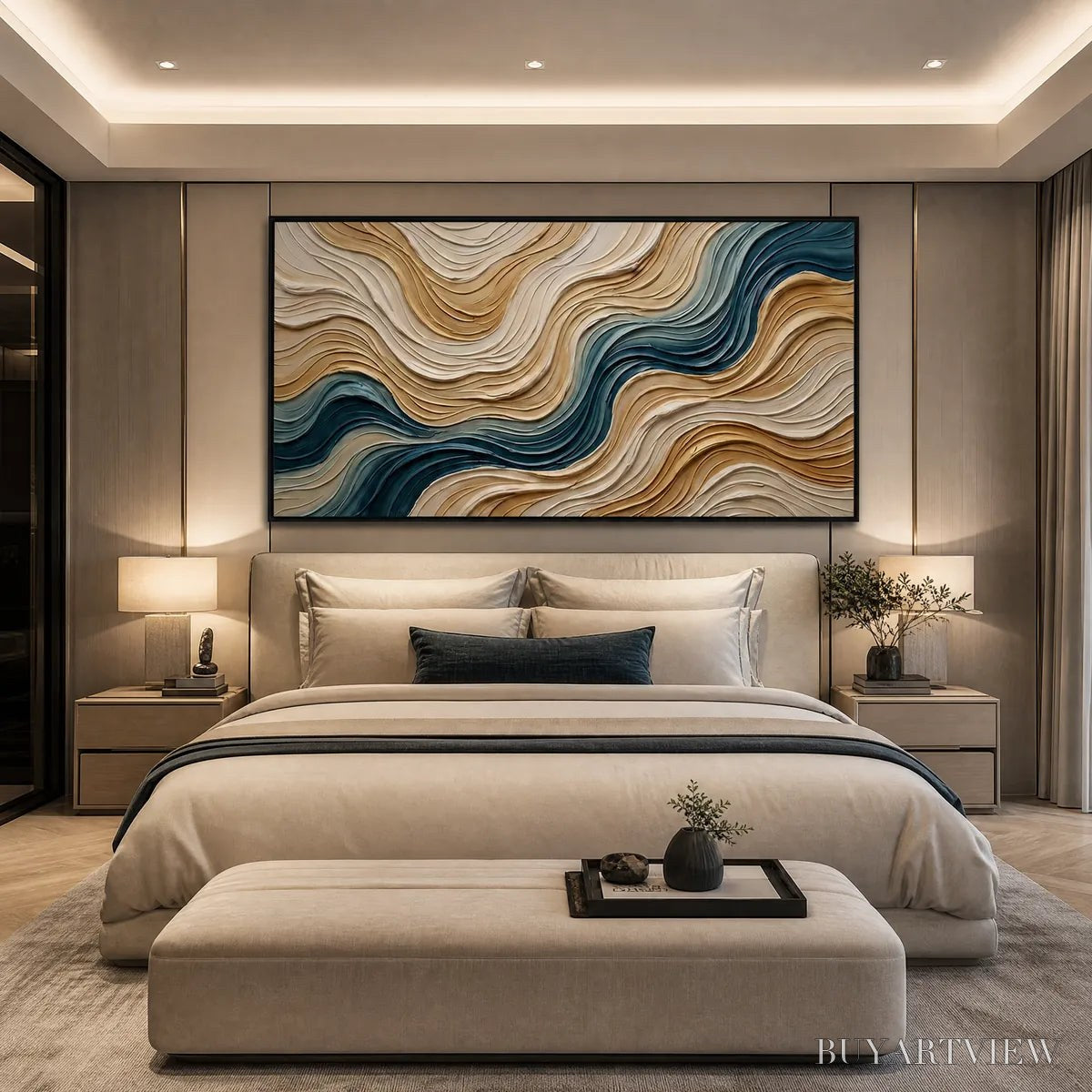 BUYARTVIEW Coastal Drift – Large Textured Abstract Painting of Coastal Waves - image 2