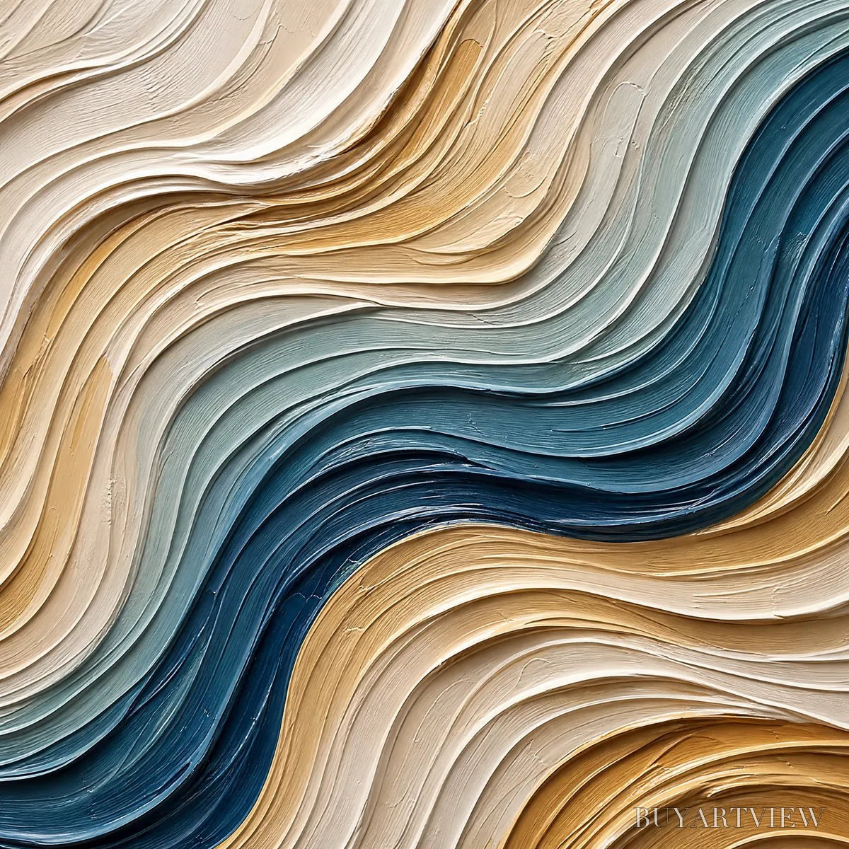 BUYARTVIEW Coastal Drift – Large Textured Abstract Painting of Coastal Waves - image 3