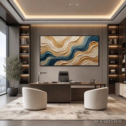 BUYARTVIEW Coastal Drift – Large Textured Abstract Painting of Coastal Waves - image 4