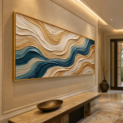 BUYARTVIEW Coastal Drift – Large Textured Abstract Painting of Coastal Waves - image 5