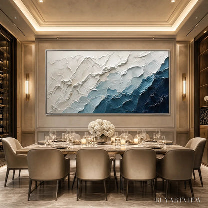 BUYARTVIEW Aegean Crest – Textured Abstract Seascape Painting in Blue and White - image 6