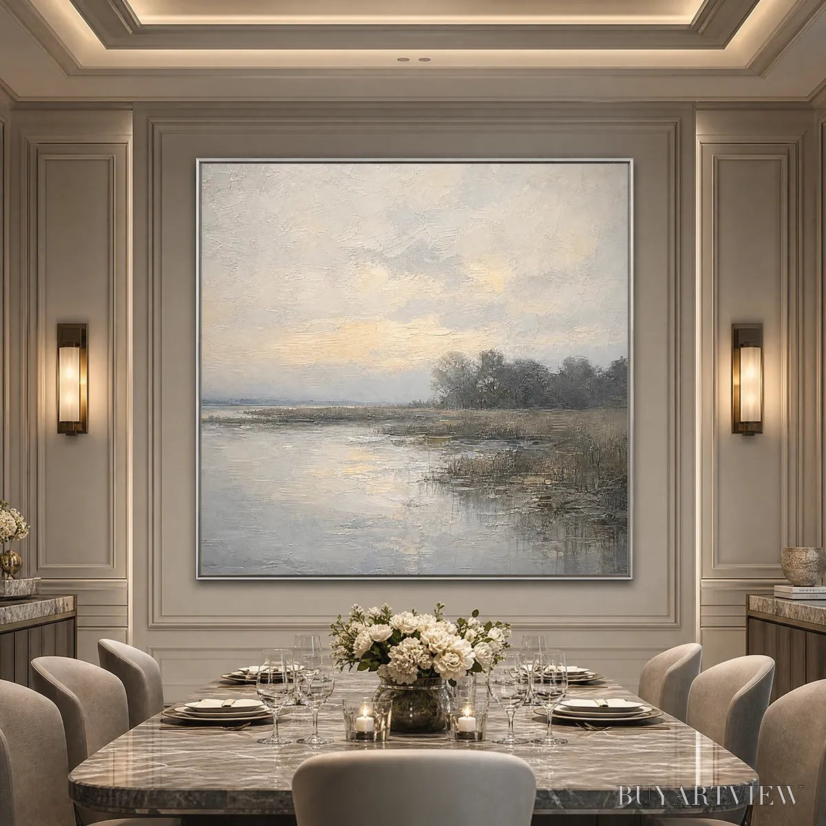BUYARTVIEW Whispering Reeds – Textured Wabi-Sabi Coastal Landscape Painting - image 6