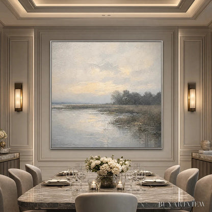 BUYARTVIEW Whispering Reeds – Textured Wabi-Sabi Coastal Landscape Painting - image 6