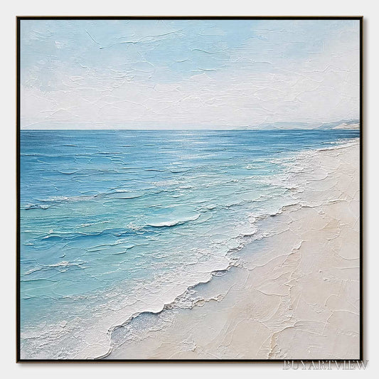 BUYARTVIEW Whispering Tide – Textured Minimalist Beach Scene Painting - image 1