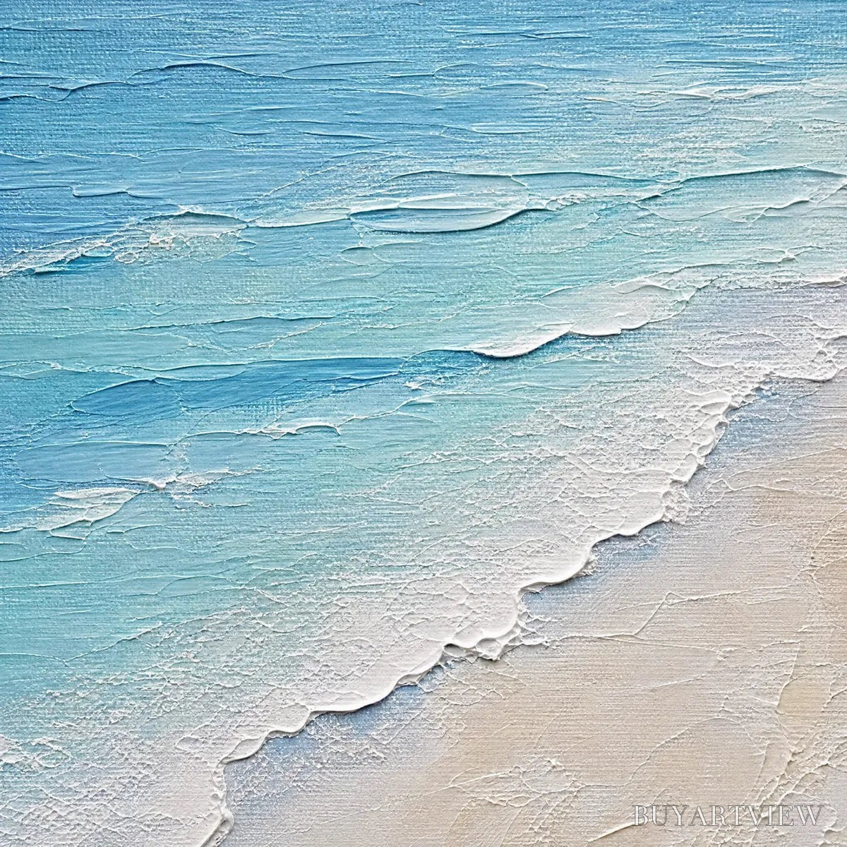 BUYARTVIEW Whispering Tide – Textured Minimalist Beach Scene Painting - image 3