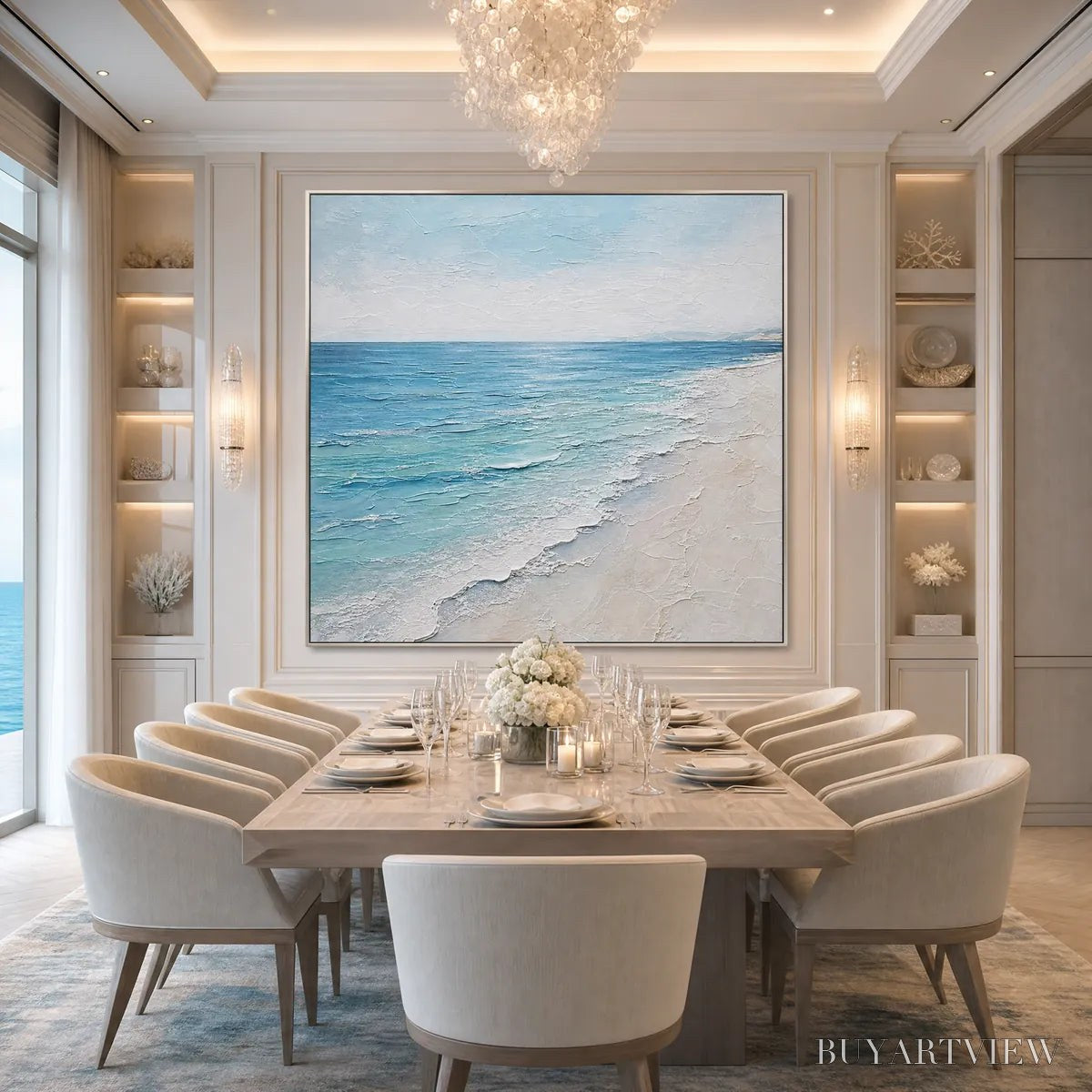 BUYARTVIEW Whispering Tide – Textured Minimalist Beach Scene Painting - image 4