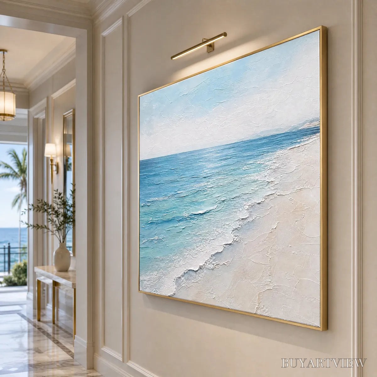 BUYARTVIEW Whispering Tide – Textured Minimalist Beach Scene Painting - image 6