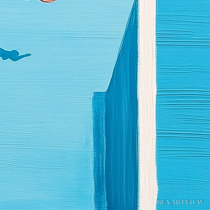 BUYARTVIEW Horizon'S Edge – Minimalist Blue Seascape Painting with Figures - image 3