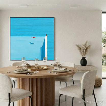 BUYARTVIEW Horizon'S Edge – Minimalist Blue Seascape Painting with Figures - image 4