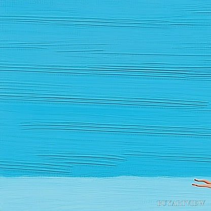 BUYARTVIEW Horizon'S Edge – Minimalist Blue Seascape Painting with Figures - image 5