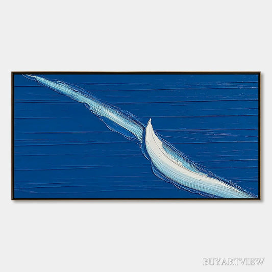 BUYARTVIEW Voyage – Minimalist Textured Abstract Sailboat Painting - image 1