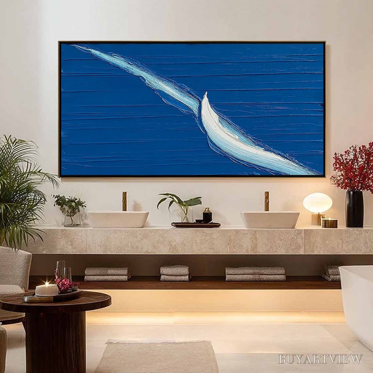 BUYARTVIEW Voyage – Minimalist Textured Abstract Sailboat Painting - image 4