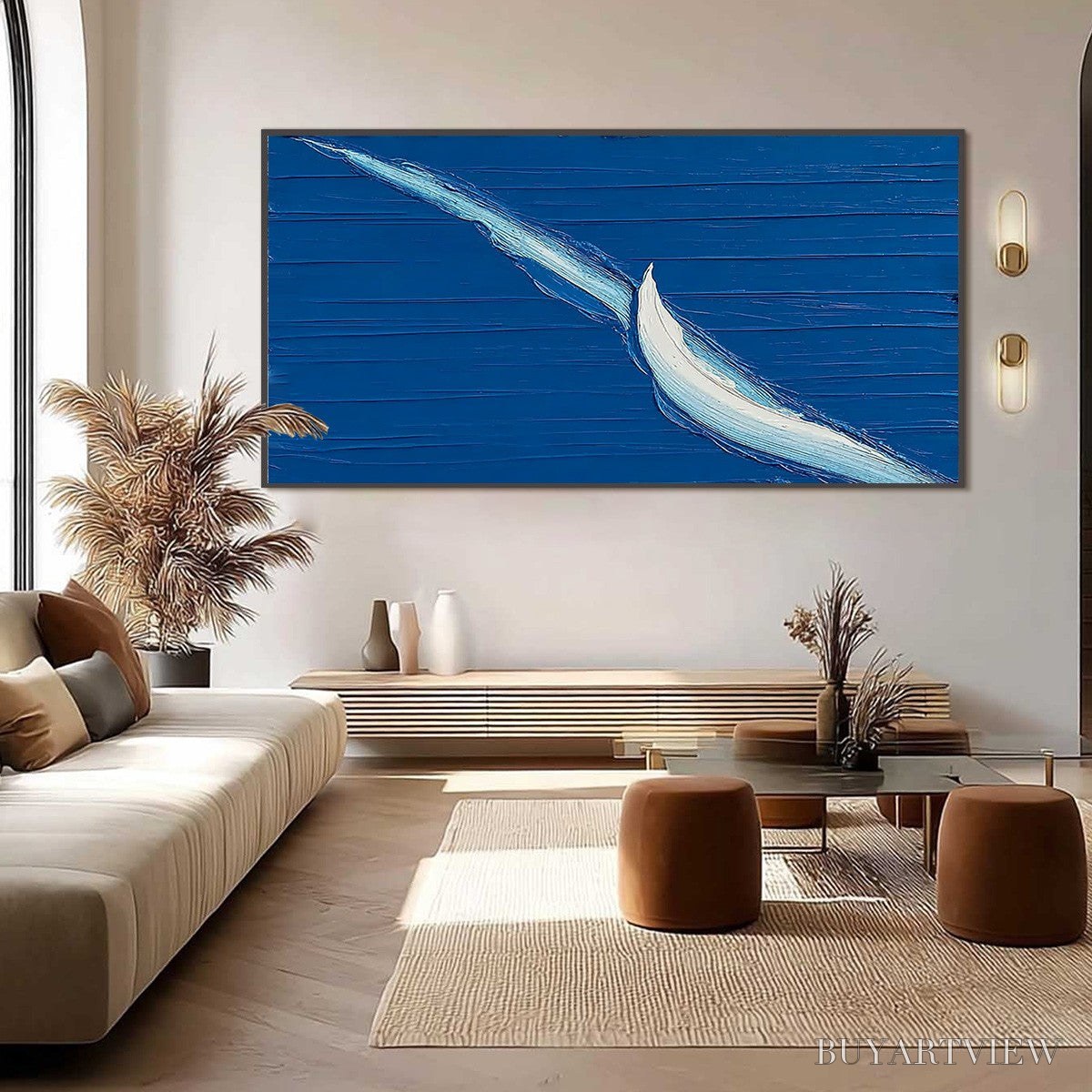 BUYARTVIEW Voyage – Minimalist Textured Abstract Sailboat Painting - image 6